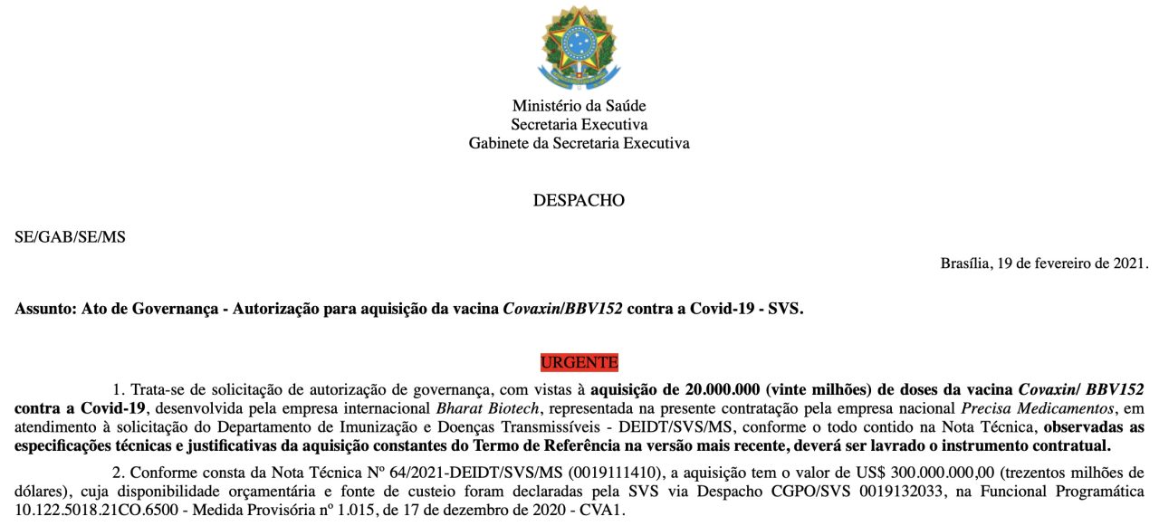 Equipe de coronel Elcio excluiu Anvisa para permitir pagamentos da Covaxin e da Sputnik