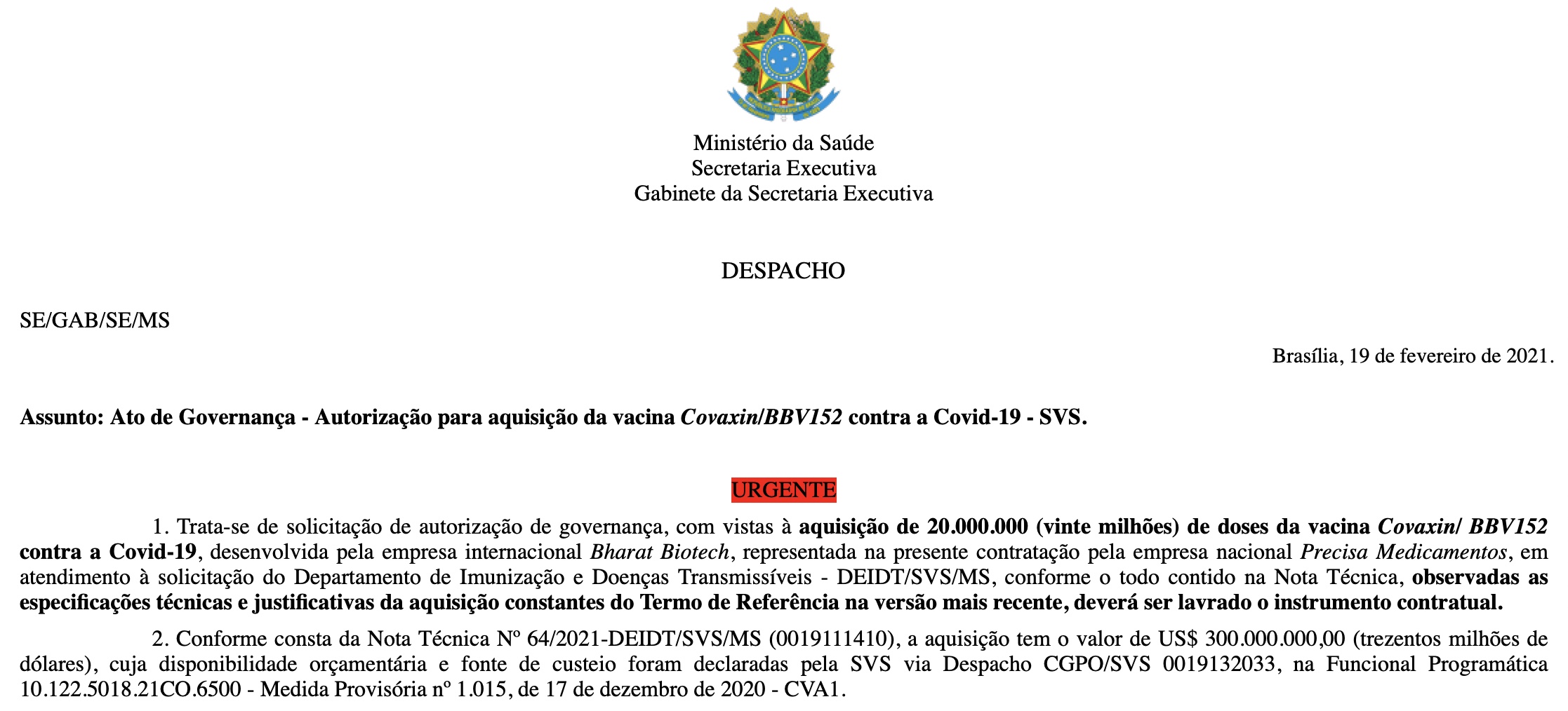 Equipe de coronel Elcio excluiu Anvisa para permitir pagamentos da Covaxin e da Sputnik
