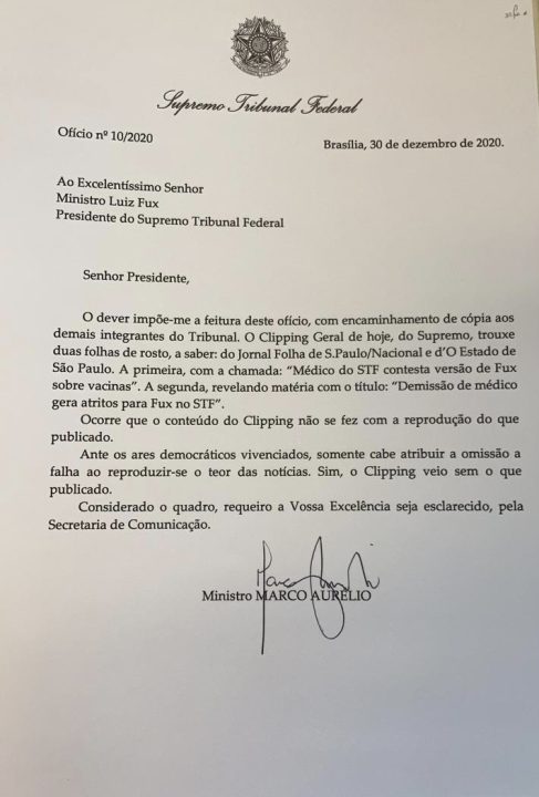 O pito de Marco Aurélio em Fux