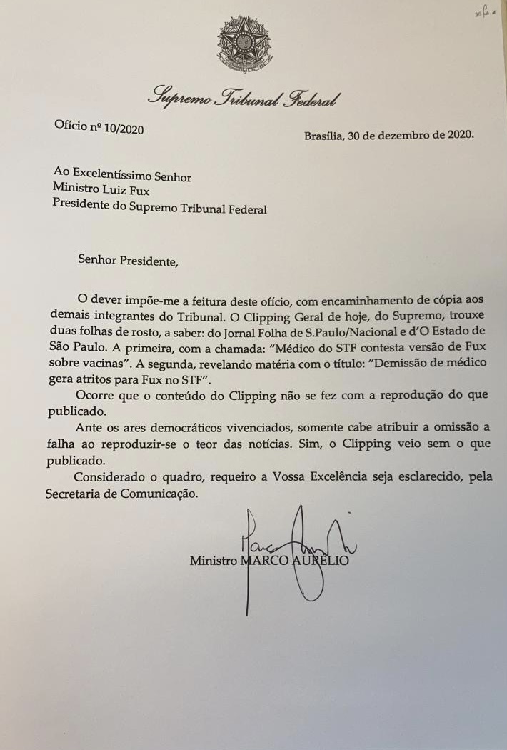 O pito de Marco Aurélio em Fux