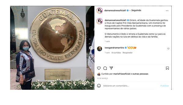 Damares foi à Guatemala para participar de evento religioso